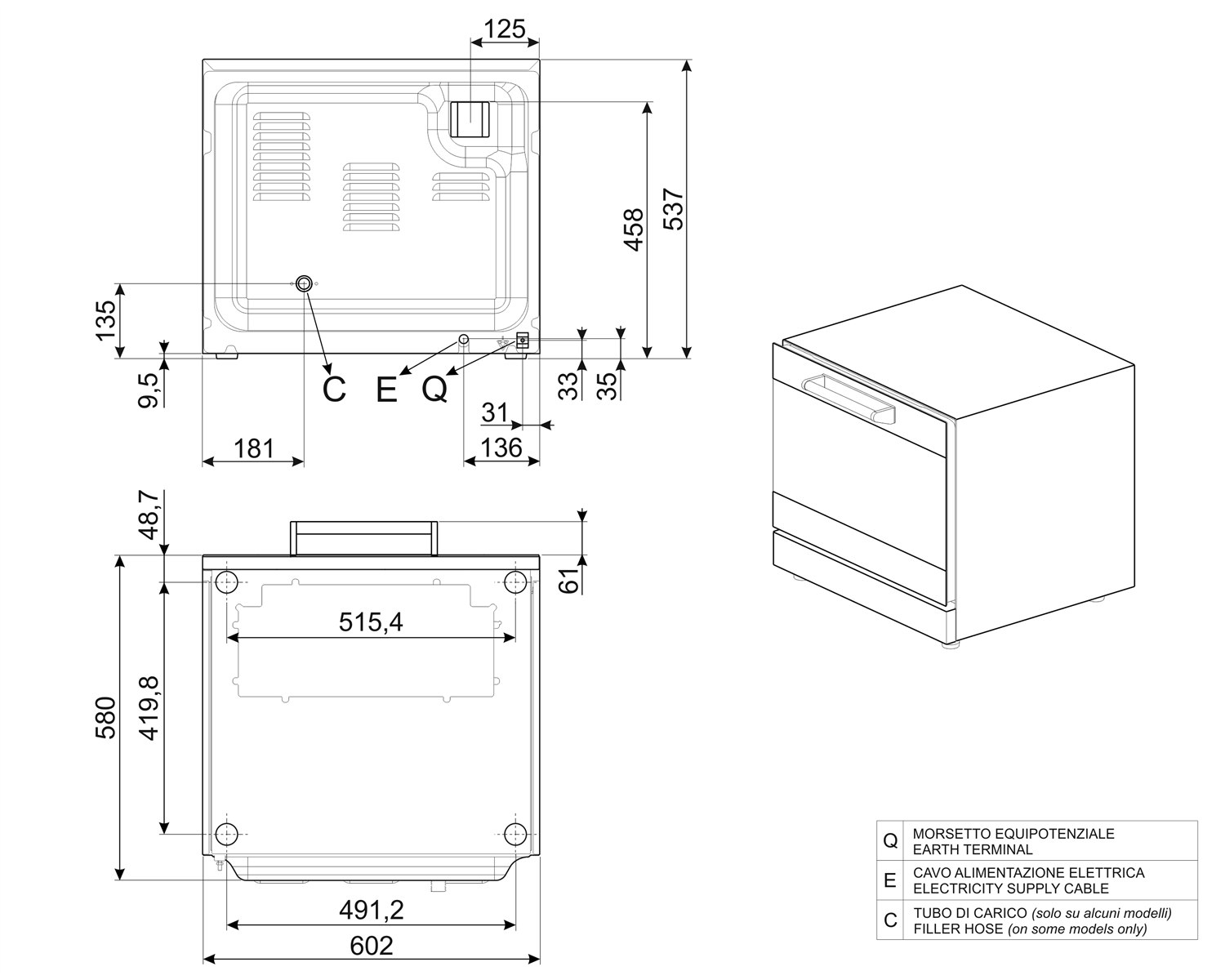 scheda tecnica del forno professionale a convezione SMEG ALFA43X